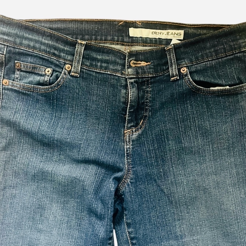 DKNY Ludlow denim blue jeans petites 12R 5 pocket design zipper button stretchy - Picture 8 of 16